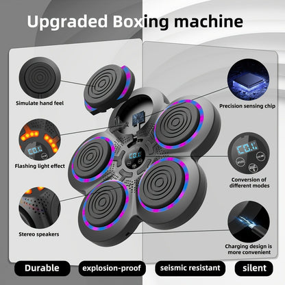 Wall-Mounted Five-Pad Boxing Target with Music Controls and Black or Upgraded-Lighting Checkout Options