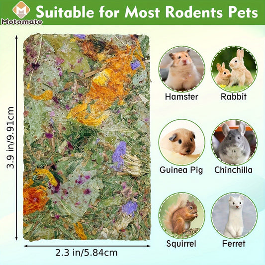 Rabbit Chew Toys for Teeth – 12-Pack Natural Timothy Hay Chips with Herbal Flowers | Bunny Molar Treats & Small Animal Snacks for Guinea