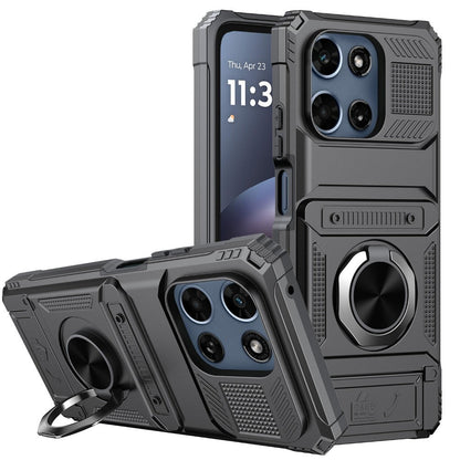 Phone Case Magnetic Metal Kickstand with layered Shell for Motorola Moto G 5G 2025 with Model-Specific Cutouts and Color Choices