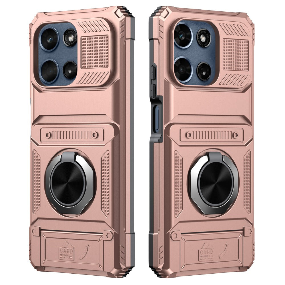 Phone Case Magnetic Metal Kickstand with layered Shell for Motorola Moto G 5G 2025 with Model-Specific Cutouts and Color Choices