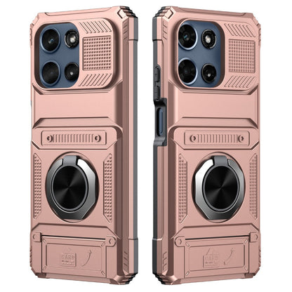 Phone Case Magnetic Metal Kickstand with layered Shell for Motorola Moto G 5G 2025 with Model-Specific Cutouts and Color Choices