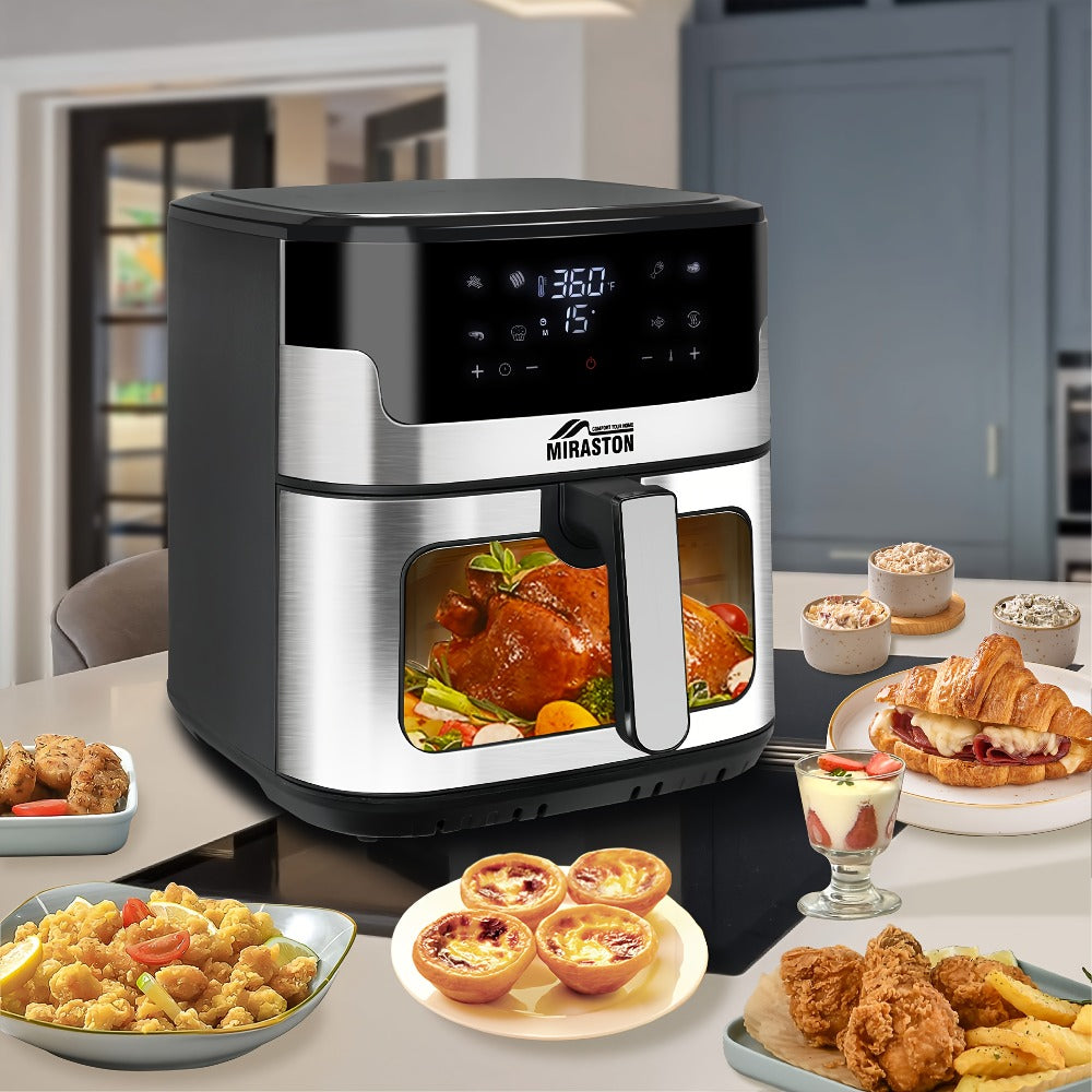 8.5QT Digital Air Fryer 8-in-1 with Touchscreen Display & 8 Presets, 1500W Air Fry, Bake, Roast & Broil, Stainless Steel Basket