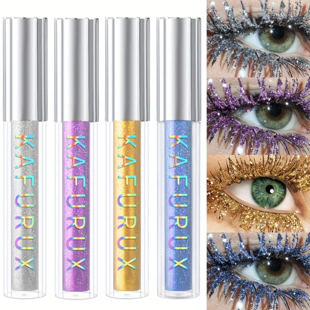 Colored Mascara Set 4pcs for Women – Vibrant Silver Blue Yellow Purple Curling Long-Lasting Formula, Highly Pigmented Bold Eye Makeup