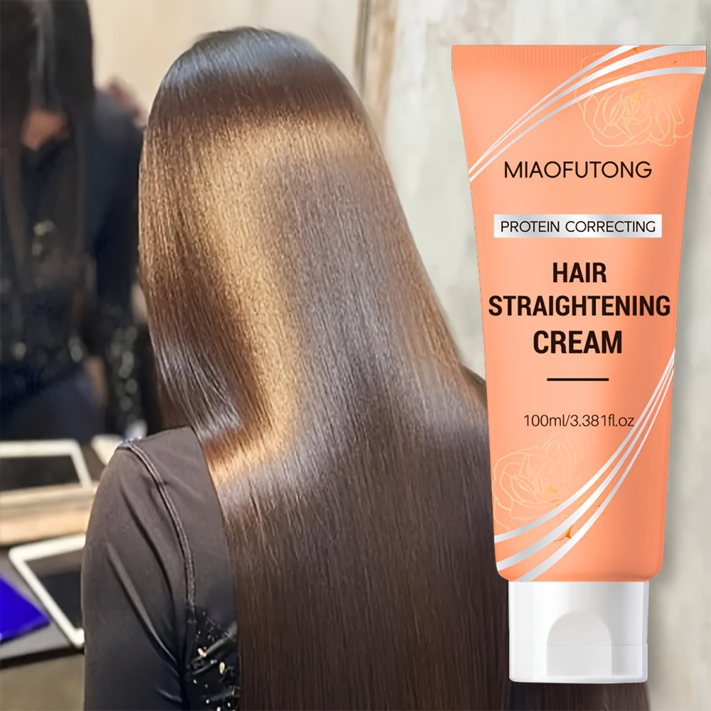 Smoothing Hair Straightening Cream with Protein & Keratin, Deep Frizz Control Treatment for All Hair Types