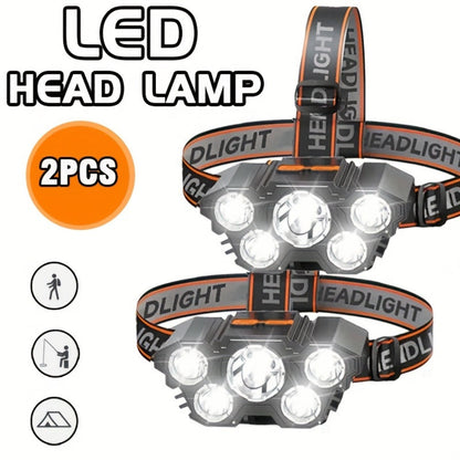 LED Headlamp 4pcs Set - Rechargeable Outdoor Headlamps with 4-Speed Dimming Adjustable Angle for Entryways, Bedrooms and Living Spaces
