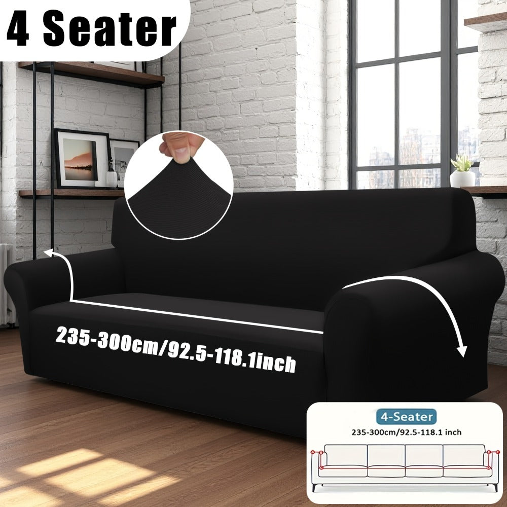 Sofa Cover Solid-Color Fitted Slipcover Options for 1, 2, 3 or 4-Seater Sofas and Separate Pillowcase