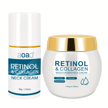 Face Cream Retinol Collagen 130g Jar or Face-and-Neck Cream Duo with Hyaluronic Acid and Vitamin E