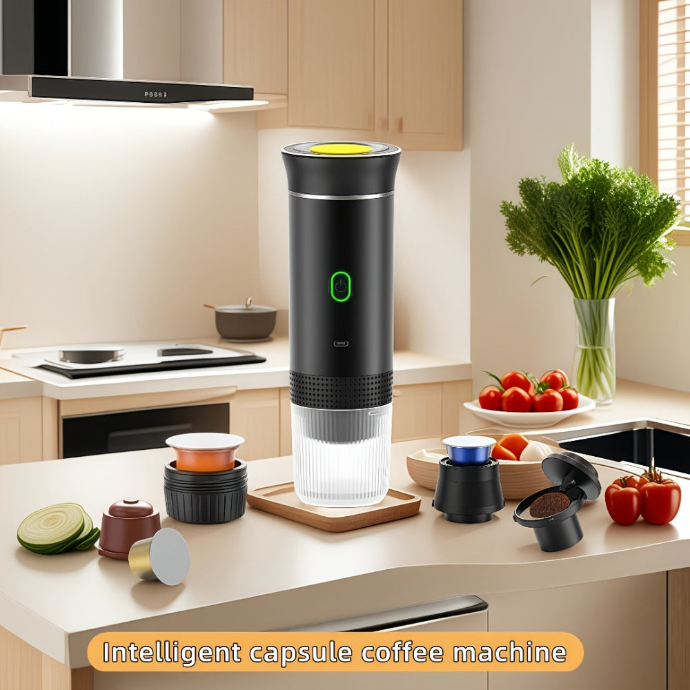 Portable Capsule Coffee Machine USB Rechargeable One-Touch Brewing Compact Espresso Maker for Bath Time, Home Spa and Personal Care