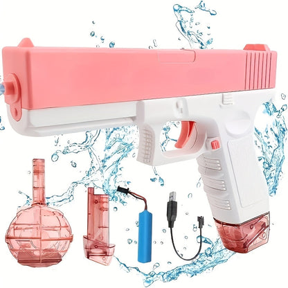 Compact Electric Water Blaster with 500cc and 60cc Detachable Reservoirs, Blue or Pink Body Design