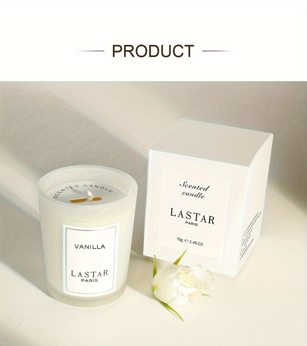 Vanilla Scented Soy Wax Candle in Frosted Glass Jar 70g - Single Wick Smokeless Clean Burn for Everyday Face, Beard and Body Grooming