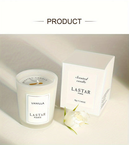 Vanilla Scented Soy Wax Candle in Frosted Glass Jar 70g - Single Wick Smokeless Clean Burn for Everyday Face, Beard and Body Grooming