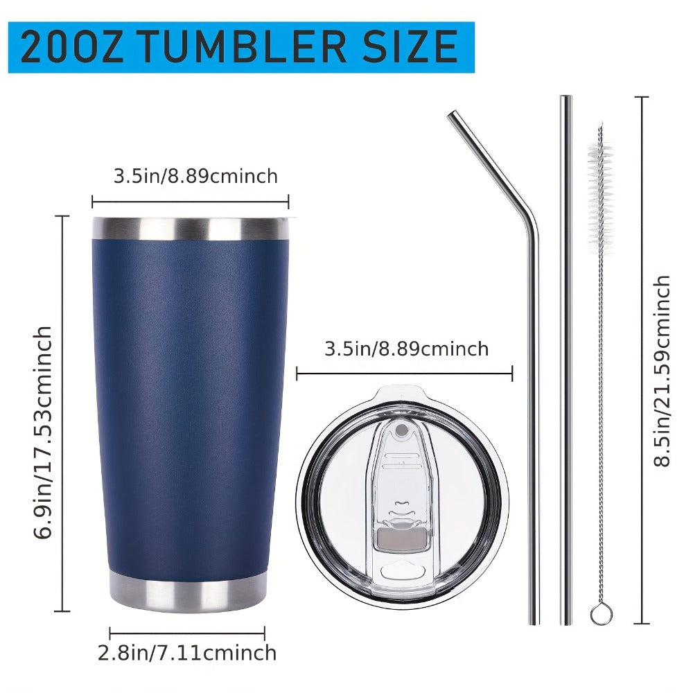 Stainless Steel Insulated Tumblers with Lid and Straw Bulk 20oz 304 Double Wall Vacuum Travel Mug for Hot Iced Coffee Drinks Water Cup Set