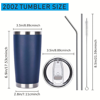 Stainless Steel Insulated Tumblers with Lid and Straw Bulk 20oz 304 Double Wall Vacuum Travel Mug for Hot Iced Coffee Drinks Water Cup Set