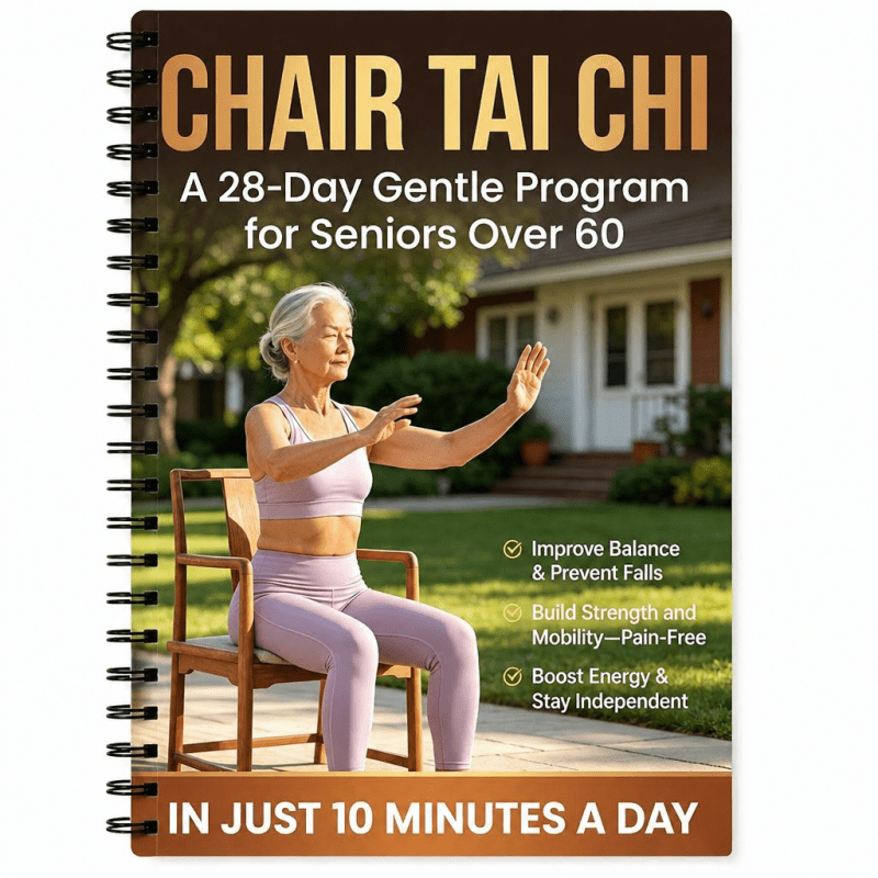 Chair Tai Chi Book for Seniors Over 60 – 28-Day Gentle Daily Program, Spiral-Bound Seated Exercise Guide for Balance Training