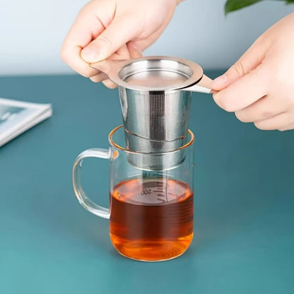 Stainless Steel Tea Strainer Set of 4 with Lid, Fine Mesh Tea Infuser with Dual Handles for Loose Leaf Tea