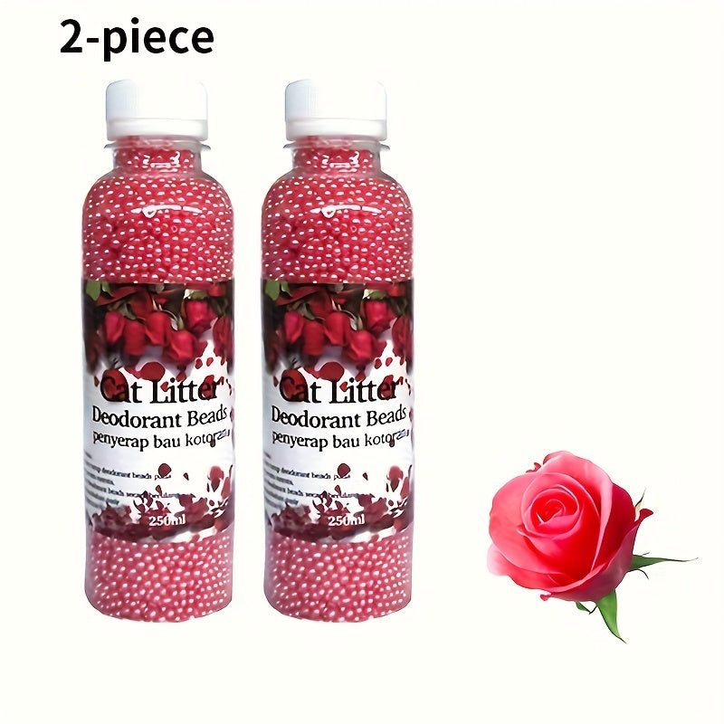 Flushable Cat Litter Deodorizer Beads 2-Pack – Dust-Free Odor Eliminator for Cat Litter Box, Mixed Absorbent Particles, Multiple Scents