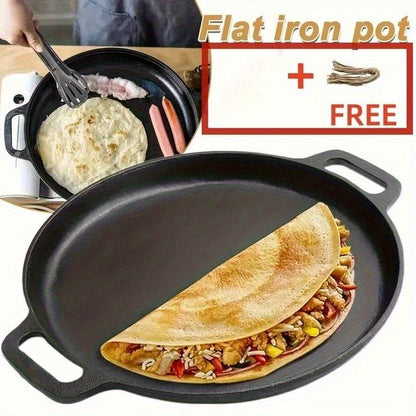 Cast Iron Frying Pan Non-Stick 11 Inch 28cm, Anti-Deformation Even Heating, Oven & Induction Safe Skillet for Pizza Barbecue & Camping