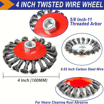 Wire Wheel Cup Brush 4 Inch Stainless Steel for Angle Grinder 2 Pack Metal Cleaning Rust Removal Paint Stripping Weld Cleaning Tool for DIY
