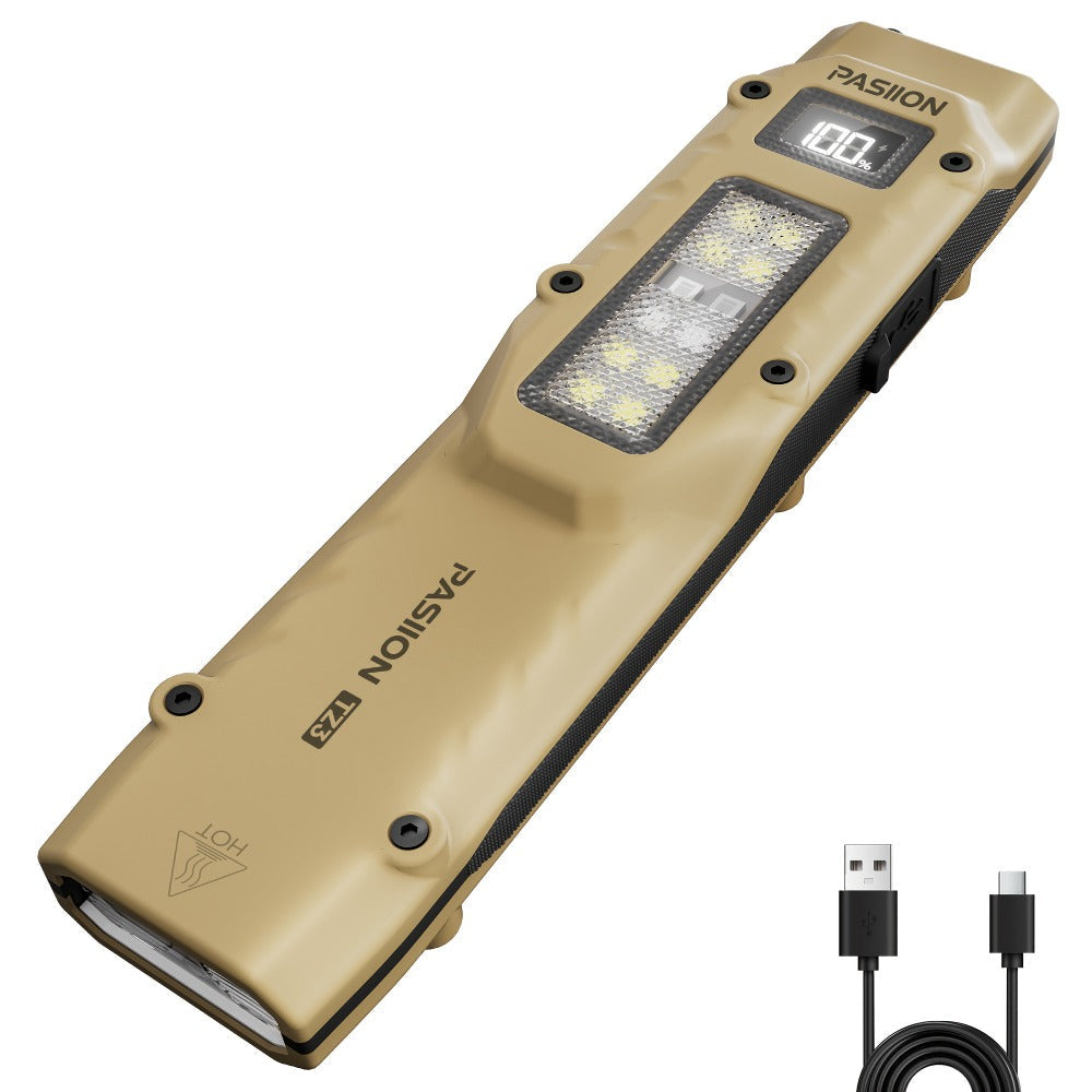 EDC Tactical Flashlight 1500 Lumen USB Rechargeable, Flat Slim Pocket Flashlight High CRI 5 Modes Red Warning Light
