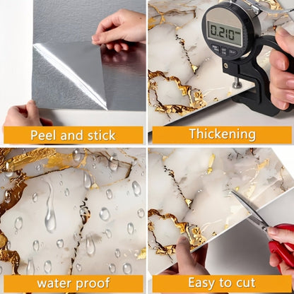 Peel and Stick Wall Tiles 50/100pcs PVC Marble Self Adhesive Vinyl Tile Stickers for Bathroom Kitchen Living Room