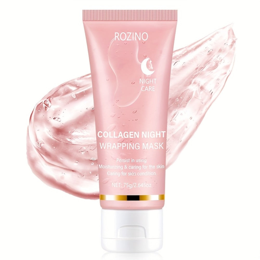 Face Mask, ROZINO Collagen Night Wrapping Formula, 75g or 2.645oz Tube with Application Brush