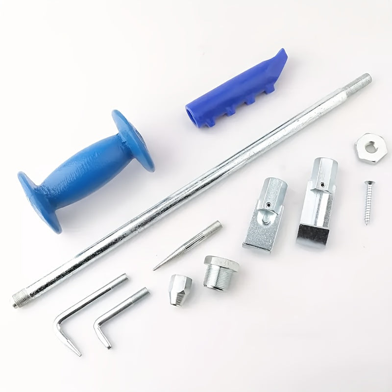 Nine-Piece Slide Hammer Dent Puller Kit with Blue Grip, Puller Attachments and Hand Tool Set