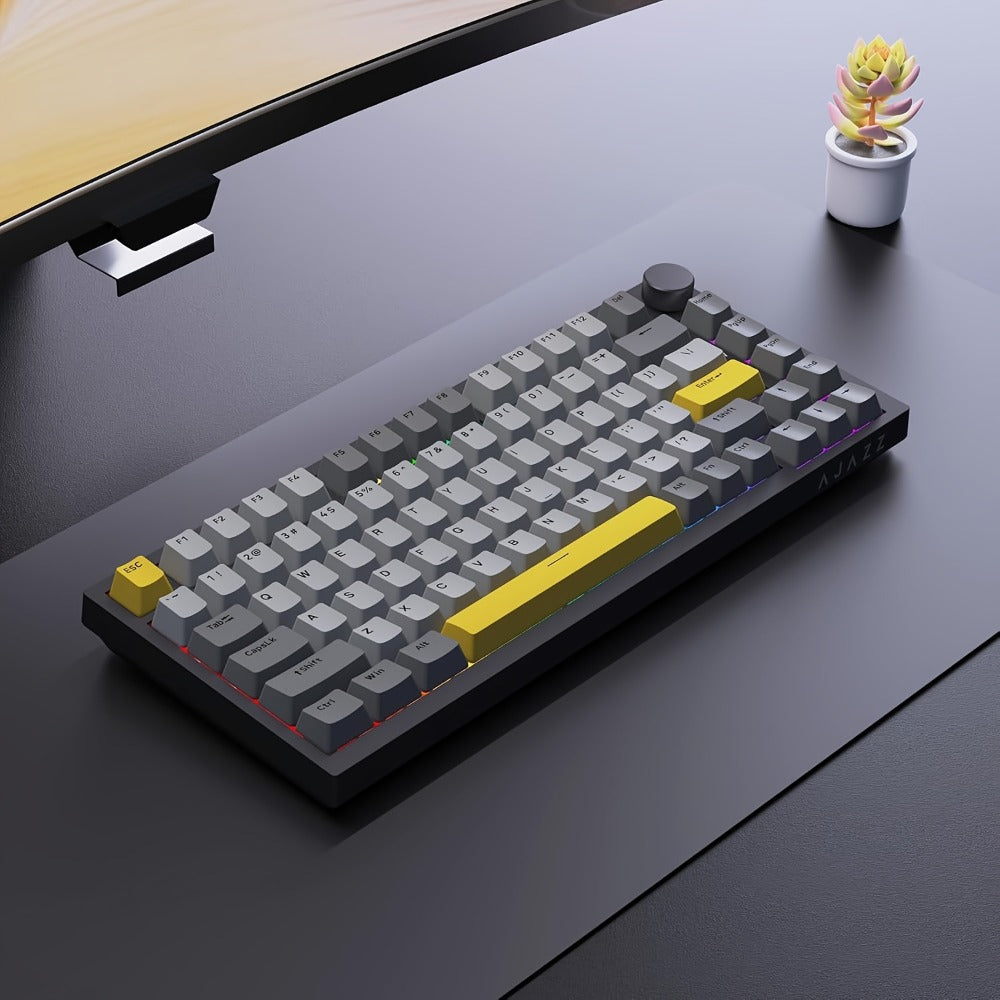 Hot Swap Gasket Mechanical Keyboard AJAZZ AK820 75%, Wireless 2.4GHz & Wired, Volume Knob, South-Facing RGB