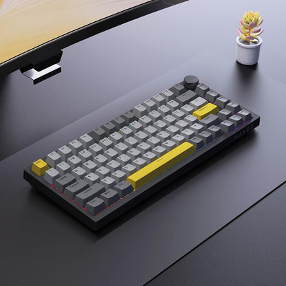 Hot Swap Gasket Mechanical Keyboard AJAZZ AK820 75%, Wireless 2.4GHz & Wired, Volume Knob, South-Facing RGB