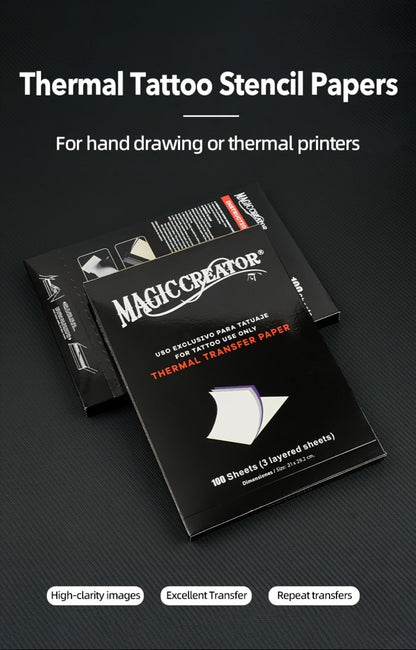 Tattoo Transfer Paper 100 Sheets 4-Layer Thermal Stencil, Sharp Precise Design Transfer, Hand Drawing &