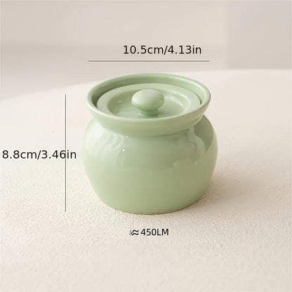 Ceramic Steam Stewing Pot - Water-Separated Clay Pot for Soups, Stews & Slow Cooking, Household Steaming Pot with Lid for One Person