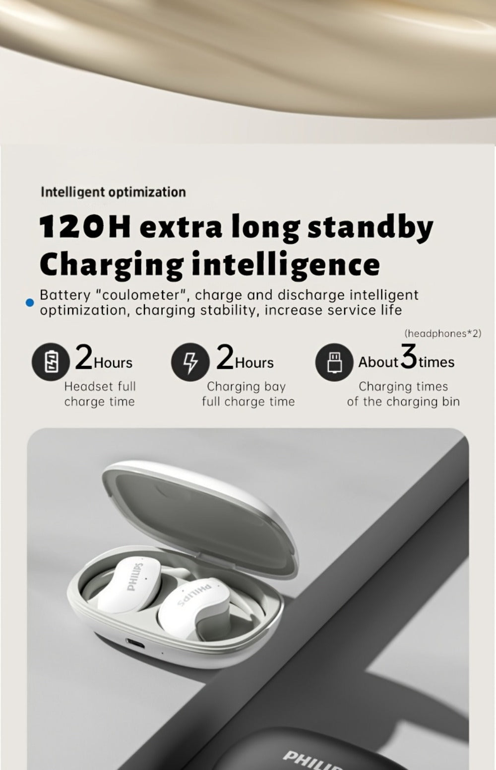 Wireless Earbuds Philips Black Stereo with Touch Volume, Noise-Cancelling Mic and Type-C Case