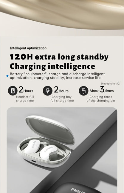 Wireless Earbuds Philips Black Stereo with Touch Volume, Noise-Cancelling Mic and Type-C Case