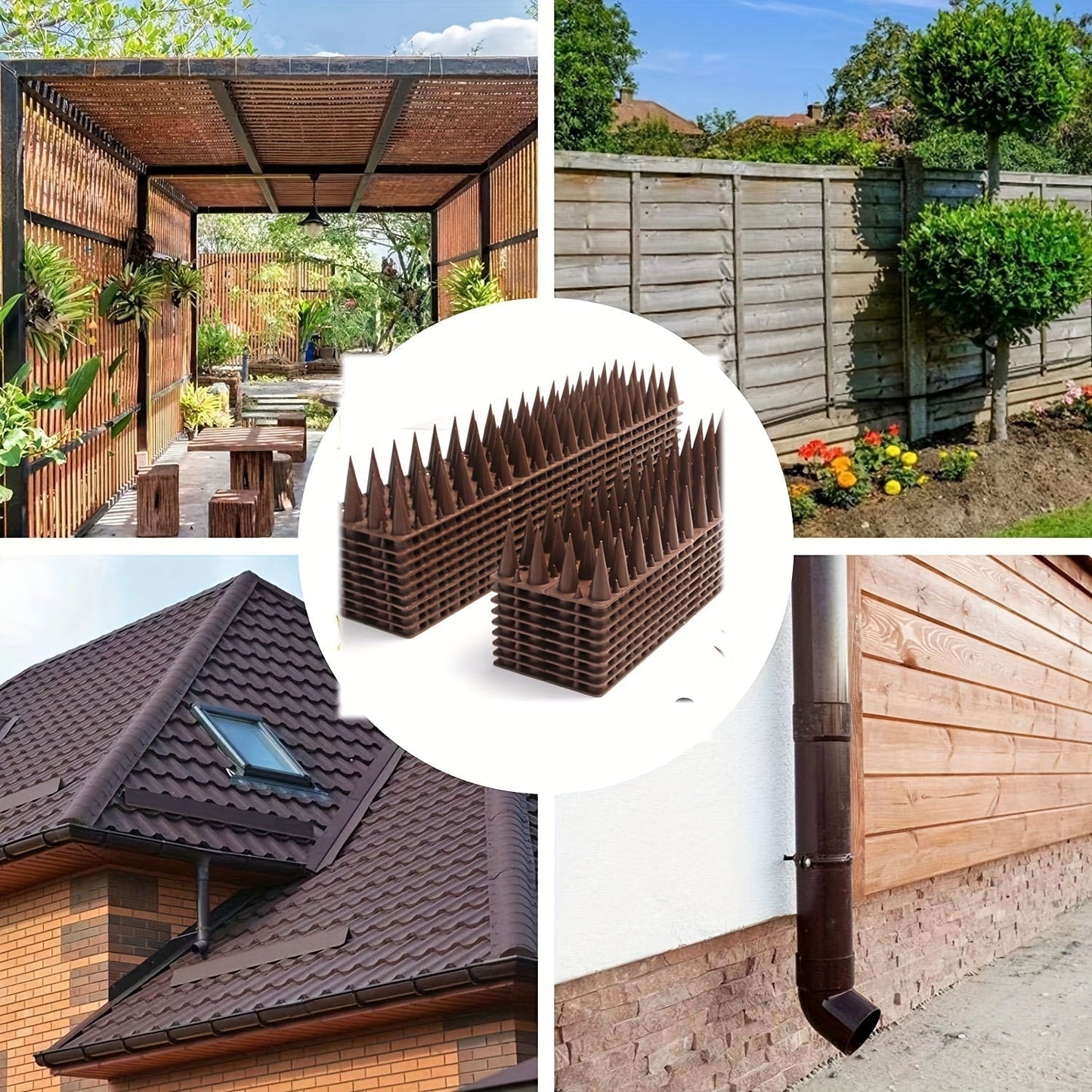 Bird Spikes, 4 Row Fence Balcony Window Sill Ledge for Garden, Yard and Pest Management, with the Listed Configuration