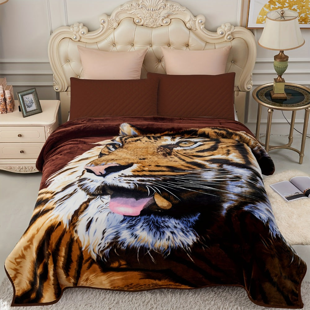 Reversible Plush Blanket 2-Ply 520GSM Milk Velvet - Queen King Size Blanket with Vibrant Animal & Floral Designs