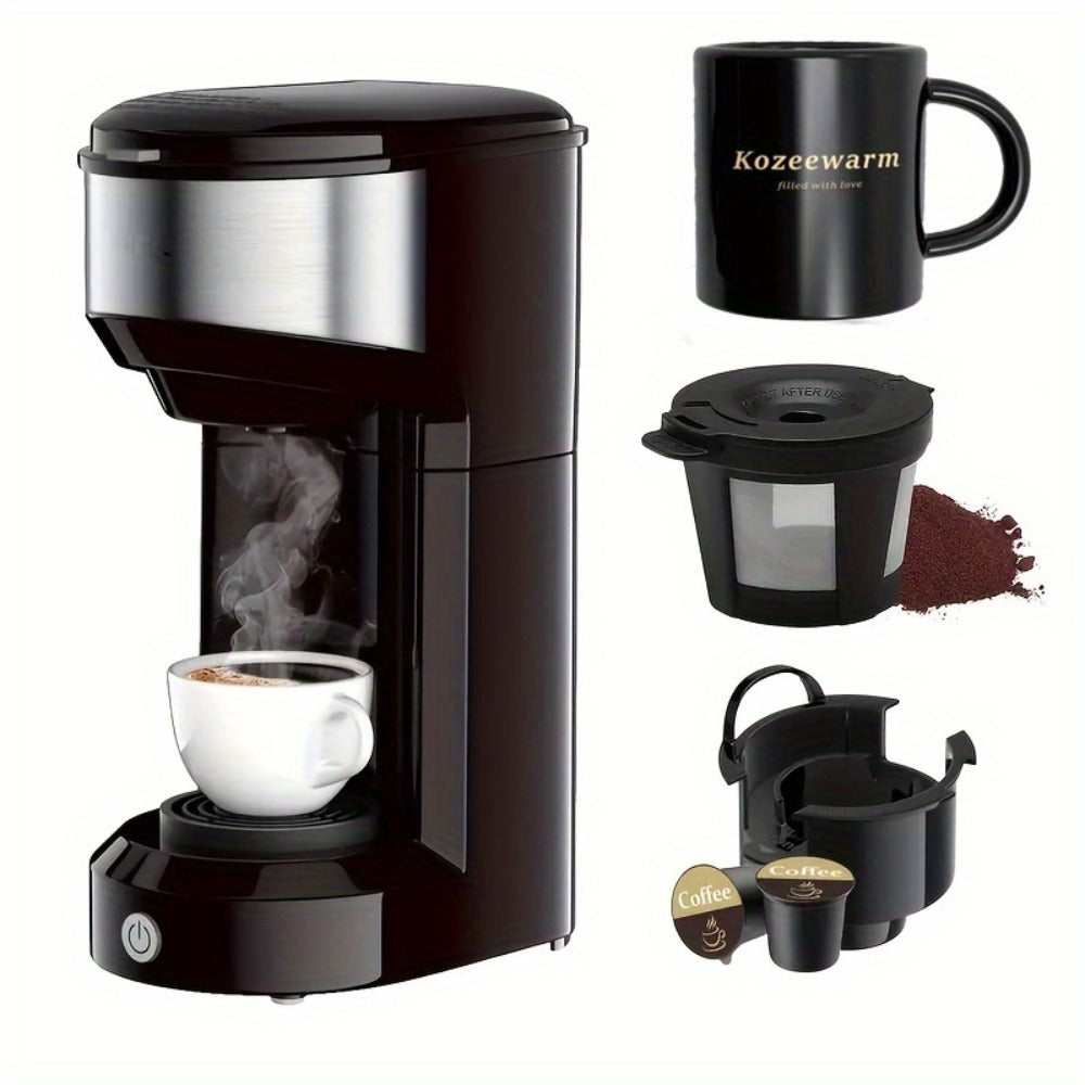 3-in-1 Coffee Machine Single Serve Brewer for K-Cup Pods Ground Coffee and Tea Compact with Reservoir for Kitchen Office Home Dark Blue