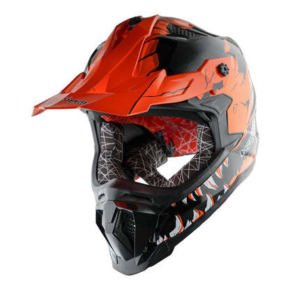 Motorcycle Helmet 1STORM Dirt-Bike Full-Face Shell with Peak Visor, XS-XXL Sizes, Padded Liner and Graphic Styles