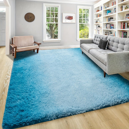 Shaggy Plush Area Rug – Soft Fluffy Carpet for Living Room, Bedroom & Sofa | Non-Slip Machine Washable Tie-Dye & Solid Color Long Pile Rug |