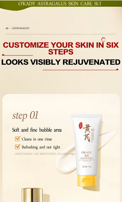 Astragalus Skincare Set 6pcs Antioxidant, Face Cream Essence Cleanser Toner Eye Cream Sleep Mask