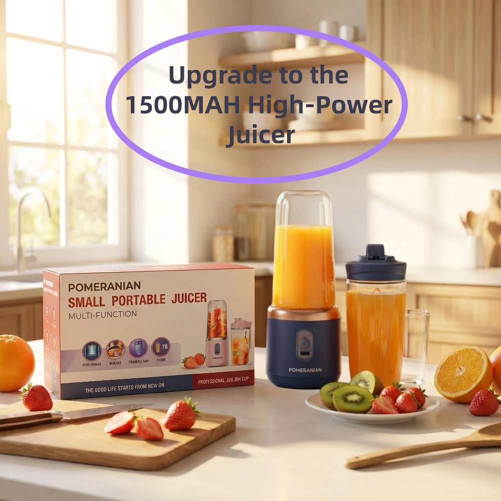 Portable Blender Juicer Double Cup 1500mAh Rechargeable, Food-Grade ABS Multifunctional Fruit Vegetable Juicer