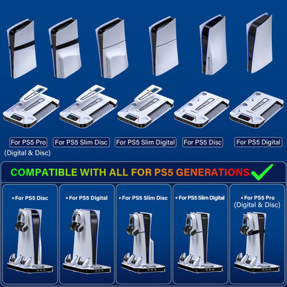 PS5 Pro Slim Cooling Station with Controller Charging Station for PS5/Slim/Pro Standard & Disc/Digital Console