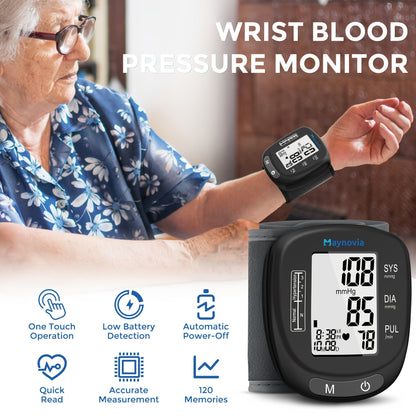 Blood Pressure Monitor Wrist Cuff with Oximeter Fingertip, Digital BP Machine Home Use, 120 Memory