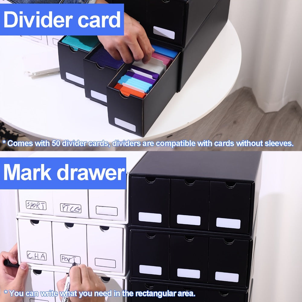 Trading Card Storage Box 12 Drawer with 50 Dividers – Large Cardboard Card Organizer for Sports Cards Baseball Pokemon TCG Playing Cards