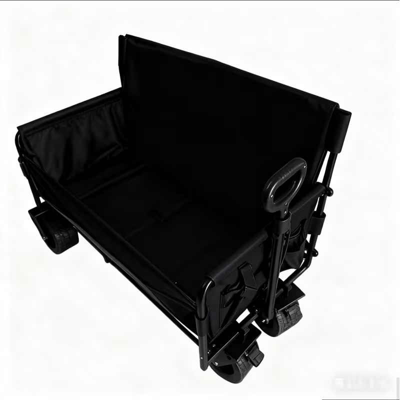Foldable Utility Wagon Cart 550 lbs, Collapsible Outdoor Cart with Bench Seat & All-Terrain Wheels
