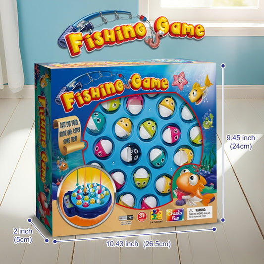 Kids Fishing Game with Rotating Board, 21 Fish & 4 Fishing Rods, Fast-Action Electronic Fishing Toy for Toddlers Ages 3+
