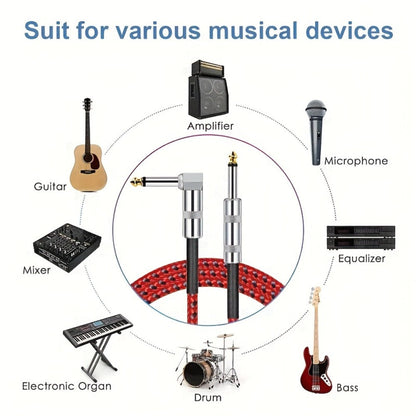 Guitar Bass Amplifier Cable with RCA Connectors, 10ft & 20ft, Tinned Copper Core, Durable Flexible Round Design