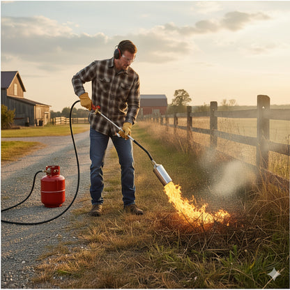 Weed Burner Torch Propane with 10ft Hose & Turbine Trigger, High-Output Flame Weeder with Cylinder Converter for Garden Weeding