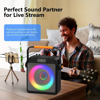 JYX T19-T Karaoke Machine for Adults with 2 Microphones & RGB Light Show – Wireless Bluetooth Speaker