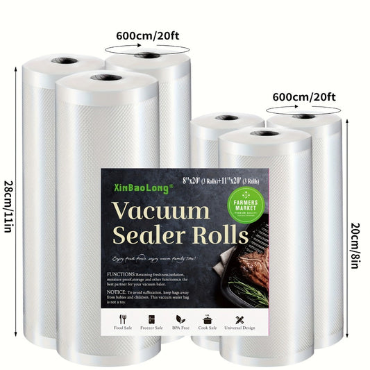 Vacuum Sealer Bags Rolls Diamond Textured Food Saver Bags for Vacuum Sealer Machine for Home Cooking, Dining and Outdoor Meals