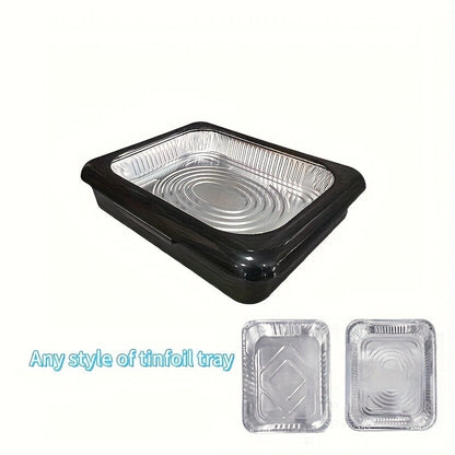 Aluminum Foil Tray with Lid - 2-in-1 Stackable BBQ Salad Serving Container for Picnic Party Kitchen