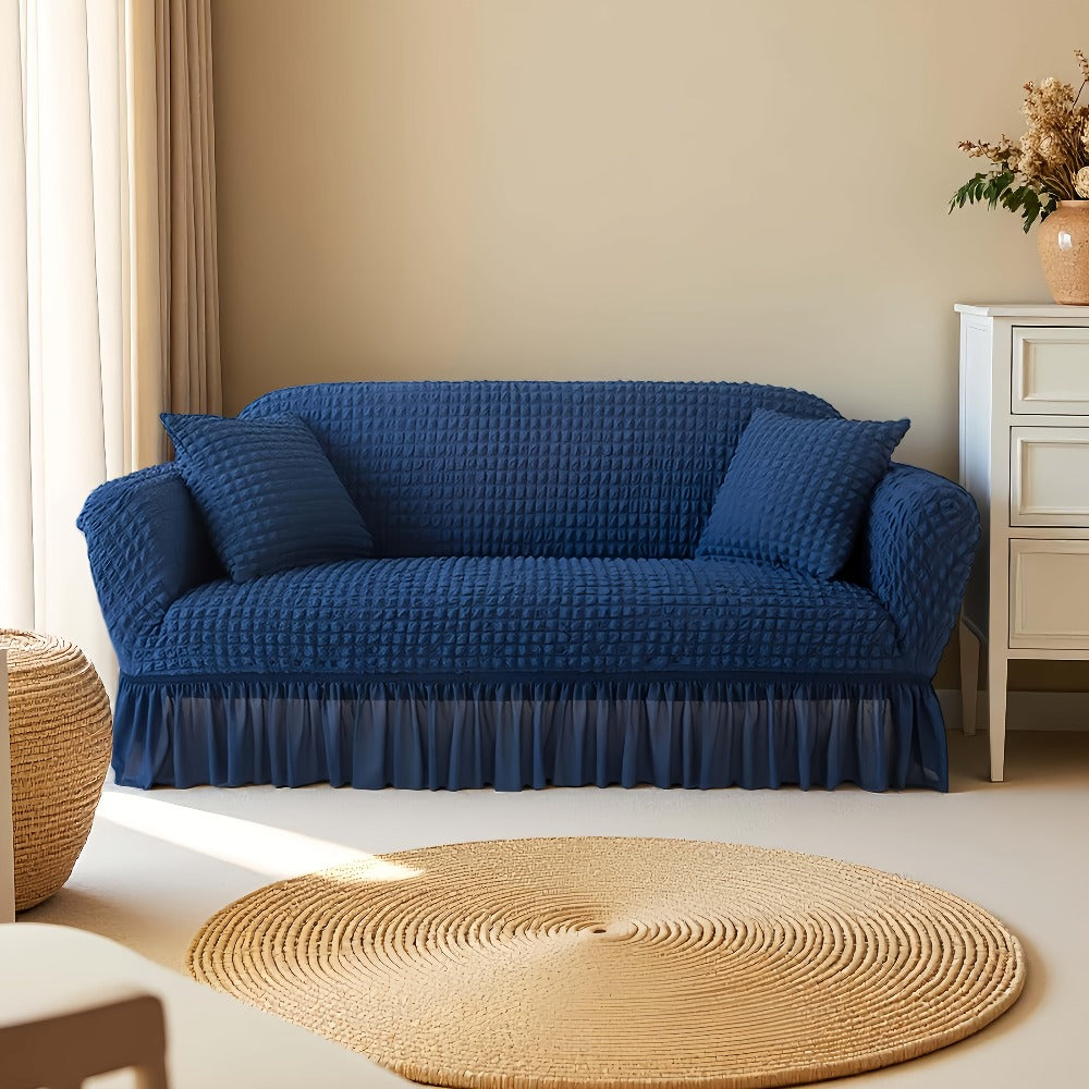 Sofa Cover Seersucker Stretch Slipcover with Elastic Band Closure for 1 to 4-Seater Sofas in Eight Colors